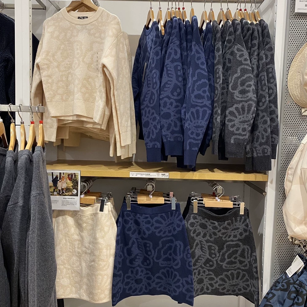 秋冬款女装圆领针织衫套头毛衣472906 针织迷你短裙半身裙472907