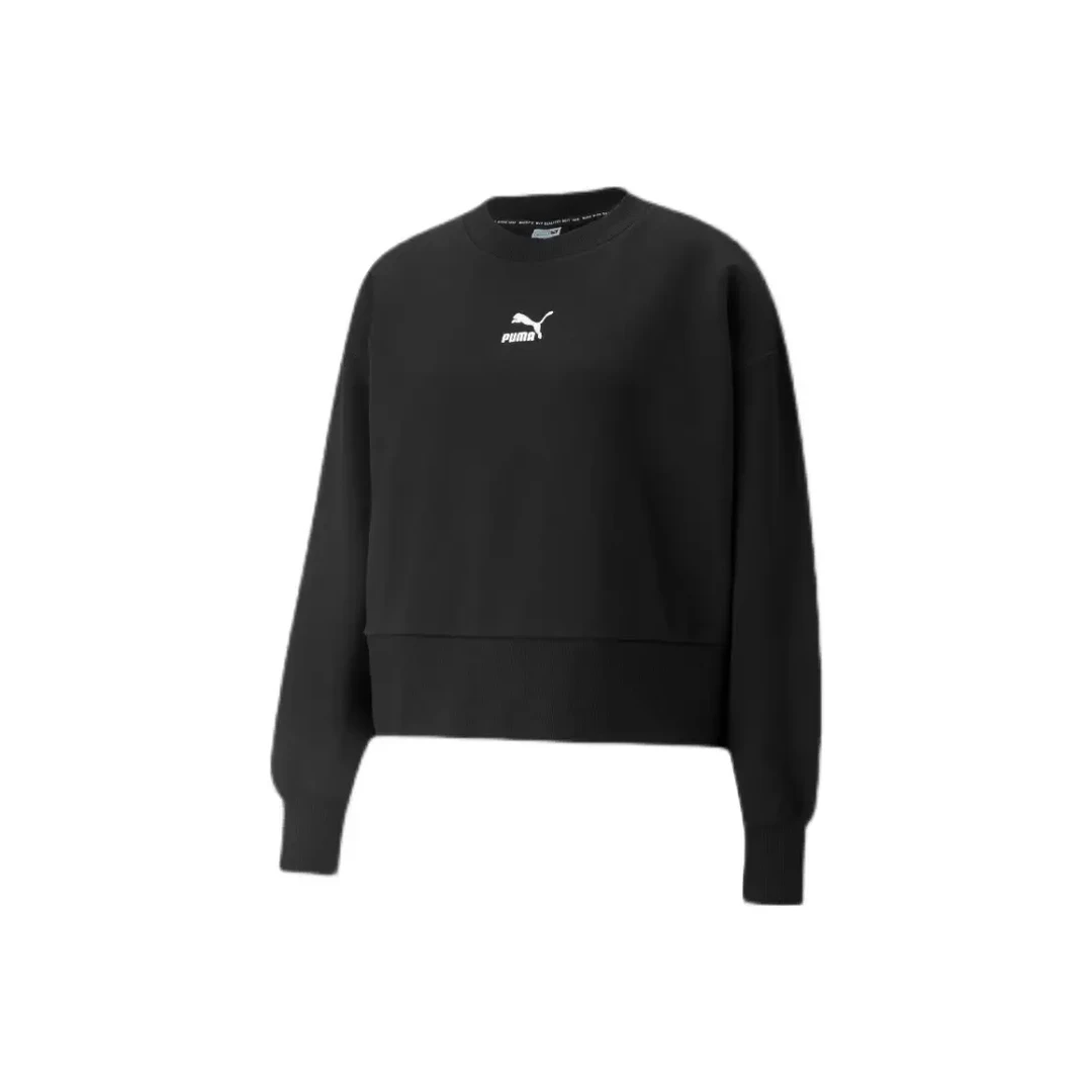 PUMA/彪马外穿健身卫衣POLO衫针织修身复古港风女套头534370-01