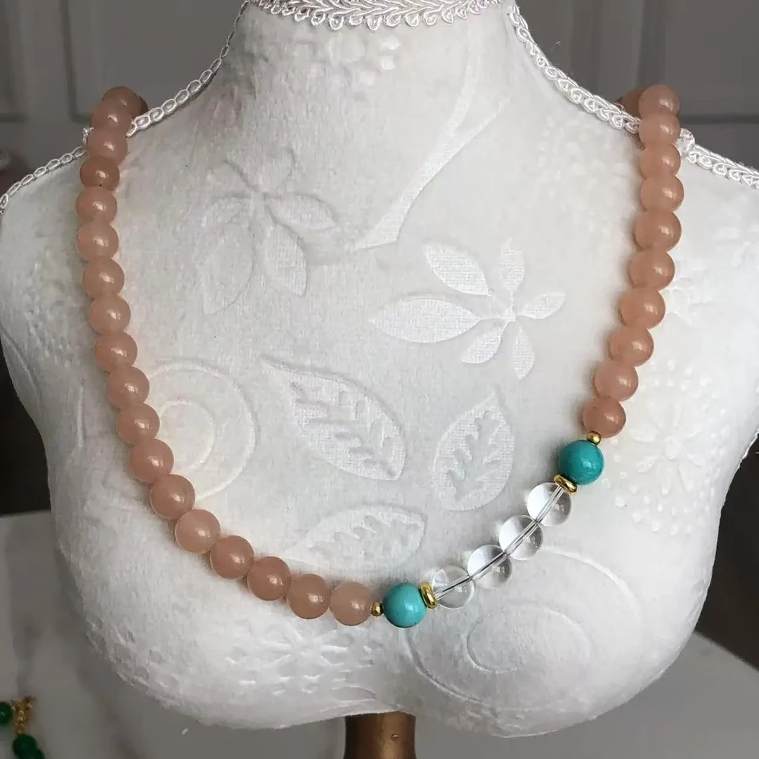 藕粉色法式复古风毛衣链优雅气质百搭