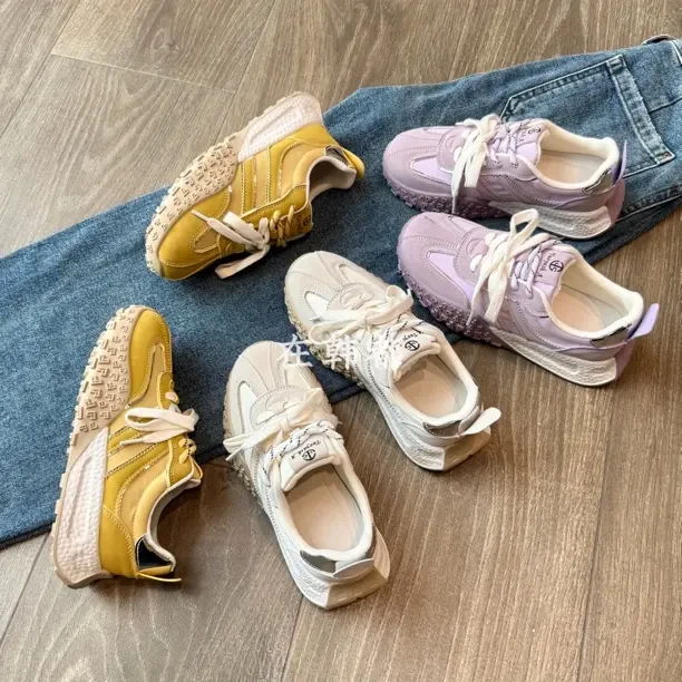 【ZHD】老钱风～厚底黄色老爹鞋女2025新款夏季百搭阿甘鞋休闲鞋2186