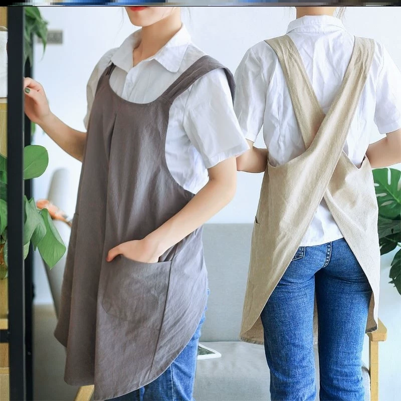 厨房家用2025新款防水男免系带纯棉全棉布交叉带100围裙无袖男生