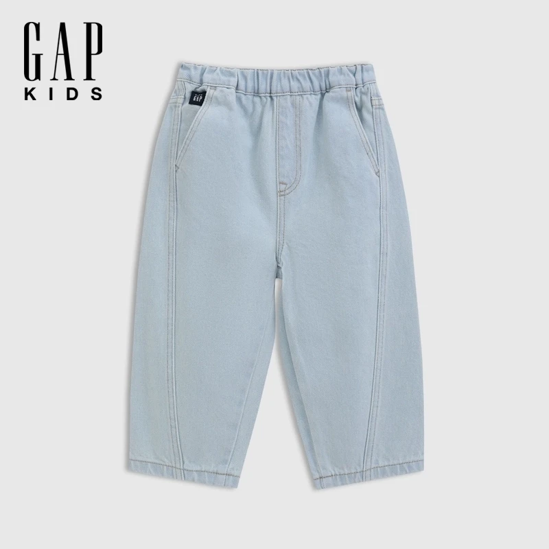 【大小童同款】Gap女童2025春季新款logo直筒牛仔裤儿童装687024
