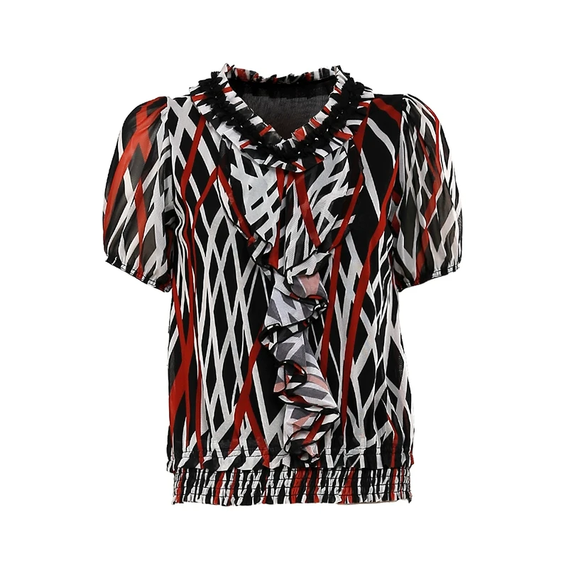 声雨竹专柜同款秋夏季新款T恤女短袖打底小衫V领上衣设计感女小众