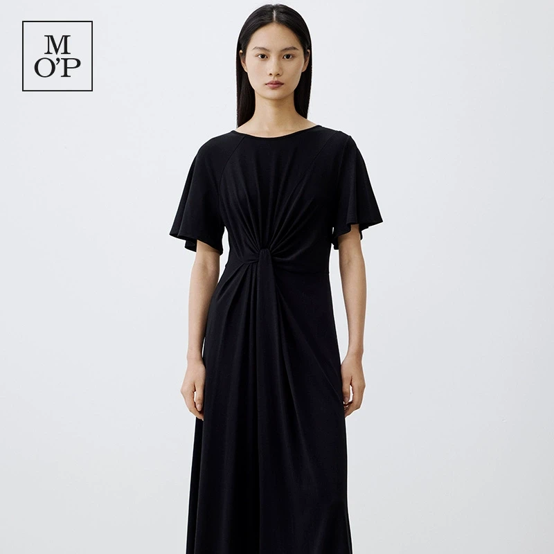 Marc O'Polo【羊羊专属】Marc O'Polo黑侧扭结时尚高级感圆领连衣裙