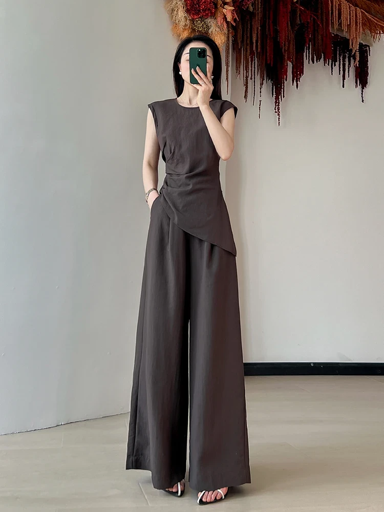 高级感定制阔腿裤两件女2025新款套装女夏2025新款爆款洋气