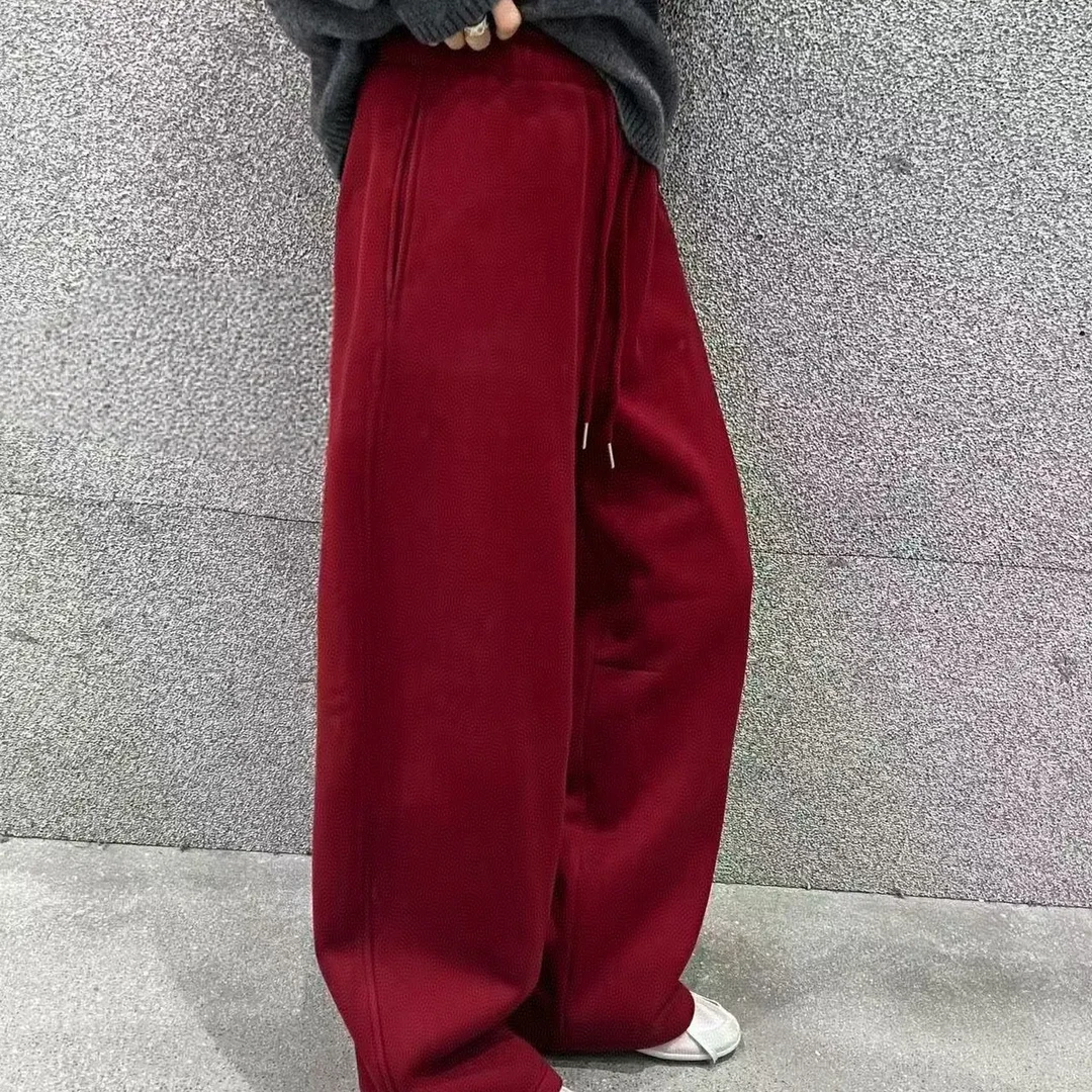 JINTAIYANG【23976】秋冬加绒高腰百搭宽松弯刀休闲裤