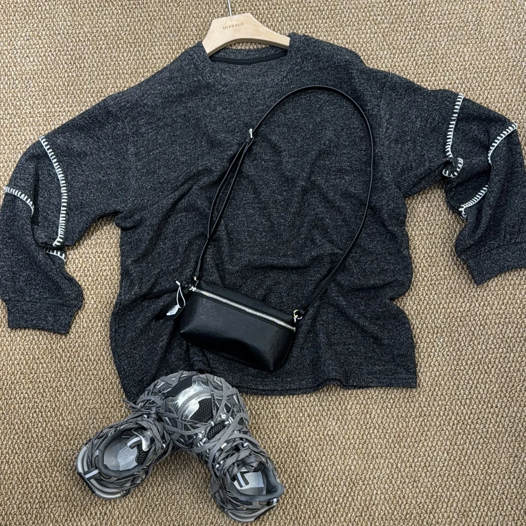 2025秋款宽松版型长袖奶芙绒面料吸汗套头内搭外穿两用爆款