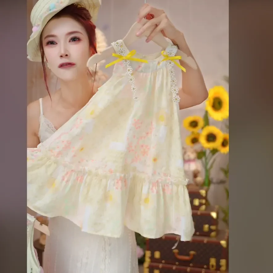 MOMOCO夏季新款女童挂脖蝴蝶结连衣裙77630470357