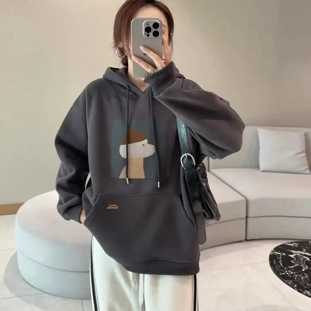 套头冬季女通勤连帽卫衣带帽厚款加绒加厚秋冬韩版