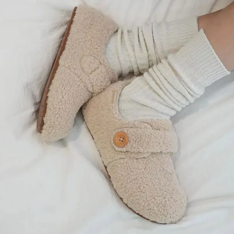 2025冬季新款可爱包跟毛绒棉拖鞋女秋冬居家防滑保暖外穿魔术贴