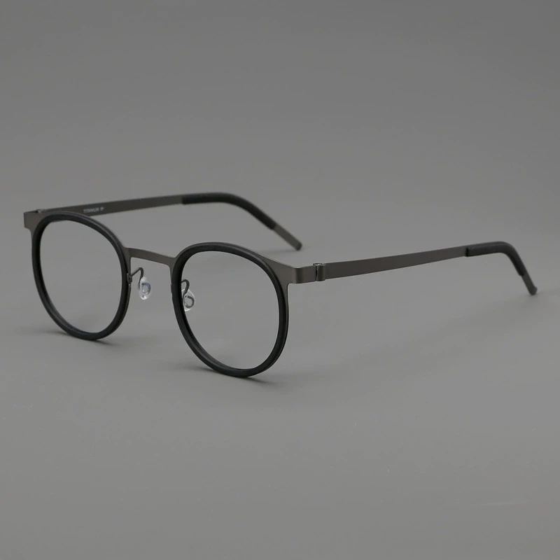 木川姜文同款变色近视眼镜日系纯钛超轻女复古大脸圆形眼睛框镜架