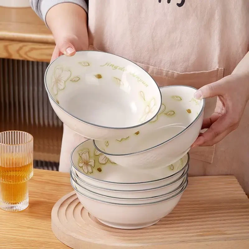 黄金叶7英寸面碗陶瓷釉下彩餐具家用泡面碗航空碗大号汤碗LQ