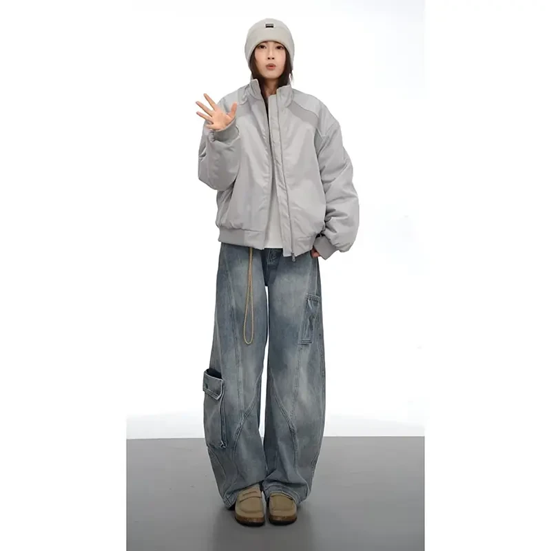 NOONOZ潮牌美式解构通勤立领棒球服棉衣男秋冬中性风保暖情侣棉服