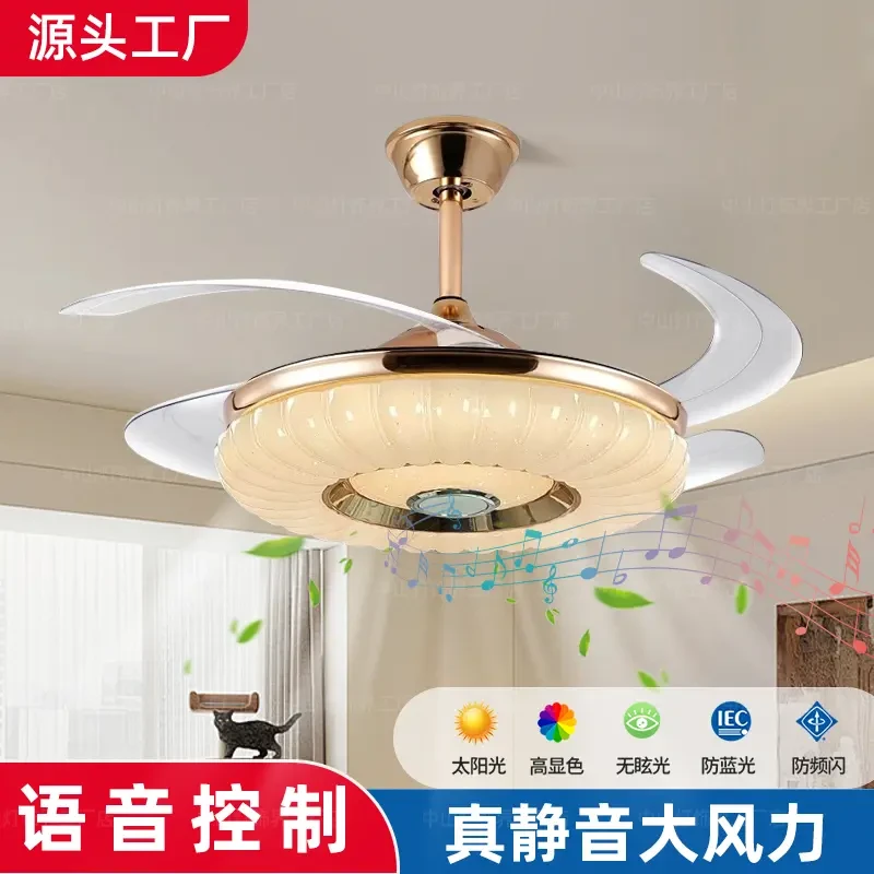 风扇灯2025新款吊扇吸顶隐形家用客厅餐厅卧室带电扇一体吊灯