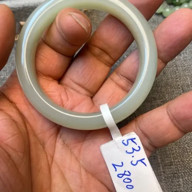 青白新疆且末水冰透时尚百搭女款平安手镯