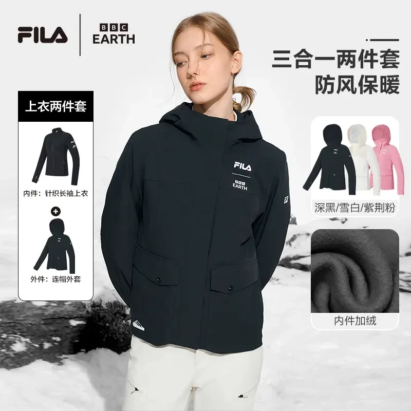 Fila/斐乐连帽女早春季新款运动两件套内胆加绒保暖A11W447701F