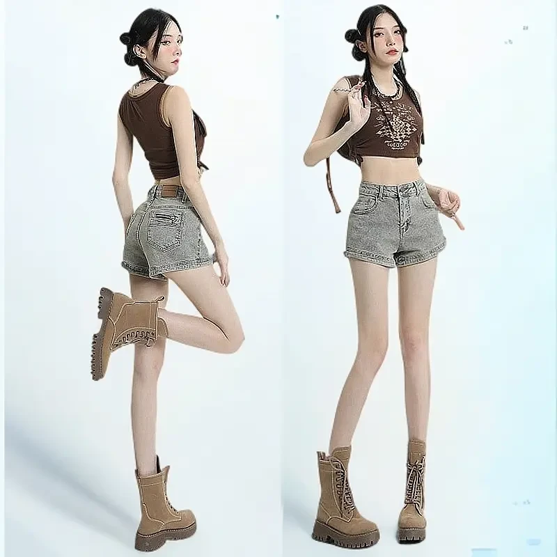 牛仔短裤女夏2025年新款辣妹时髦时尚显瘦弹力高街设计感裤子