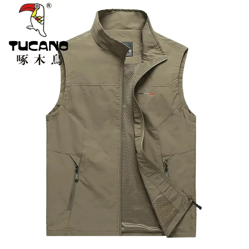 啄木鸟新款夏季男士薄款马甲户外休闲中青年摄影坎肩工装背心马甲