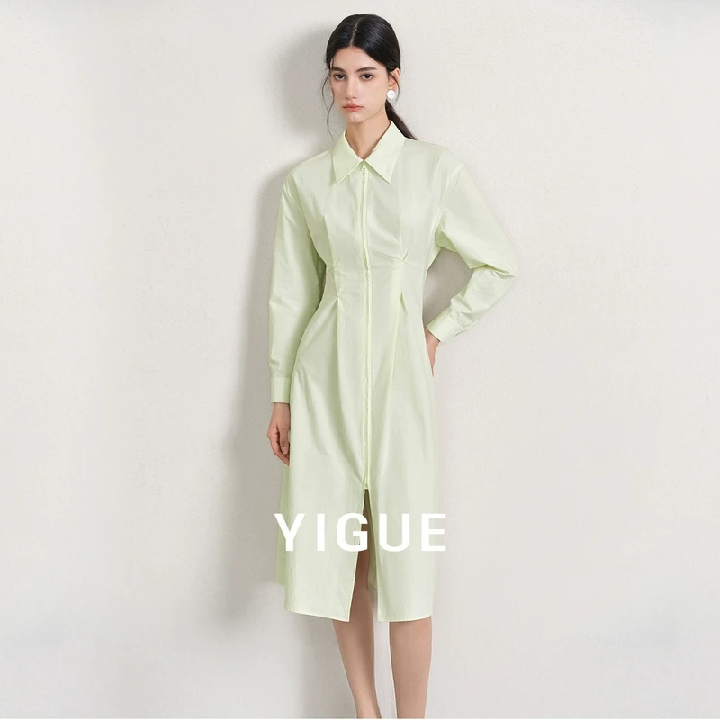亦谷纯棉衬衫连衣裙女装2025春季新款独特别致气质裙子G5CAL038