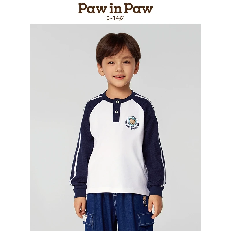 【熊宝棉】PawinPaw卡通小熊童装25年春夏新款卫衣撞色PCMAF2214E