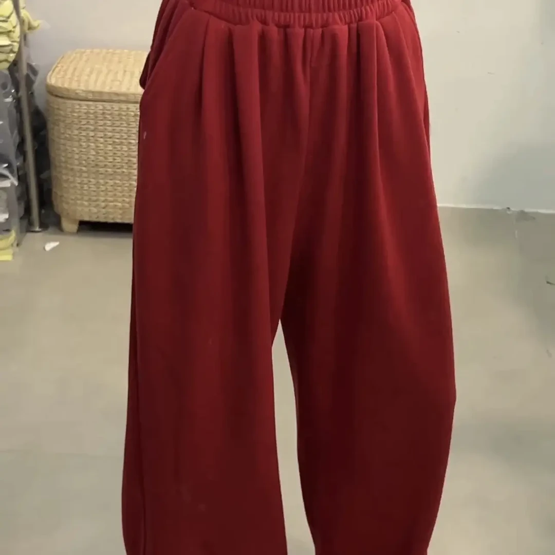 实体品质 加绒卫裤软糯阔腿裤女秋冬慵懒风松弛感拖地运动休闲裤