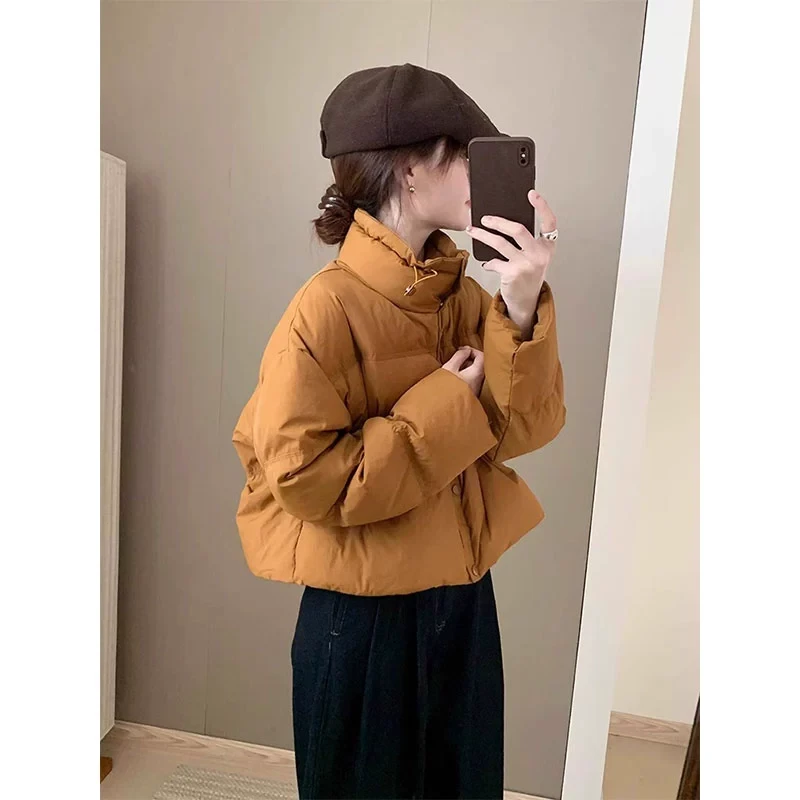 立领短款网红棉服女2024冬季新款学院风加厚保暖棉袄流行轻薄棉衣