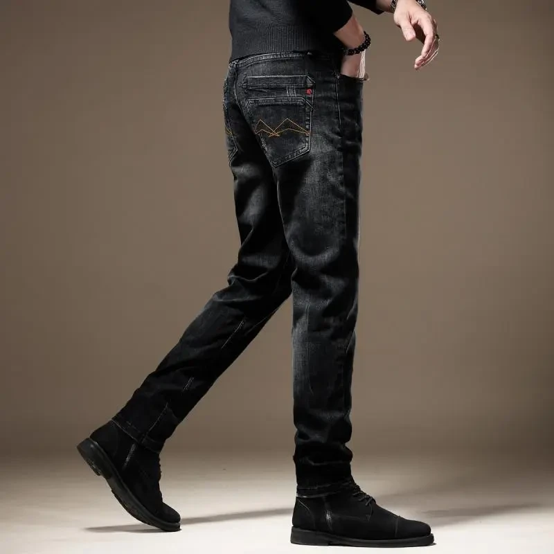 美式重磅复古水洗裤子男春秋季直筒休闲裤高端修身男士潮流牛仔裤