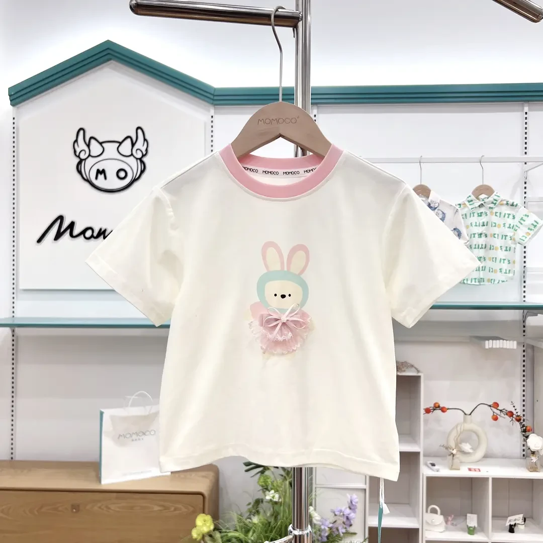 MOMOCO女童儿童夏季百搭洋气时尚拼色百搭T恤77630235211