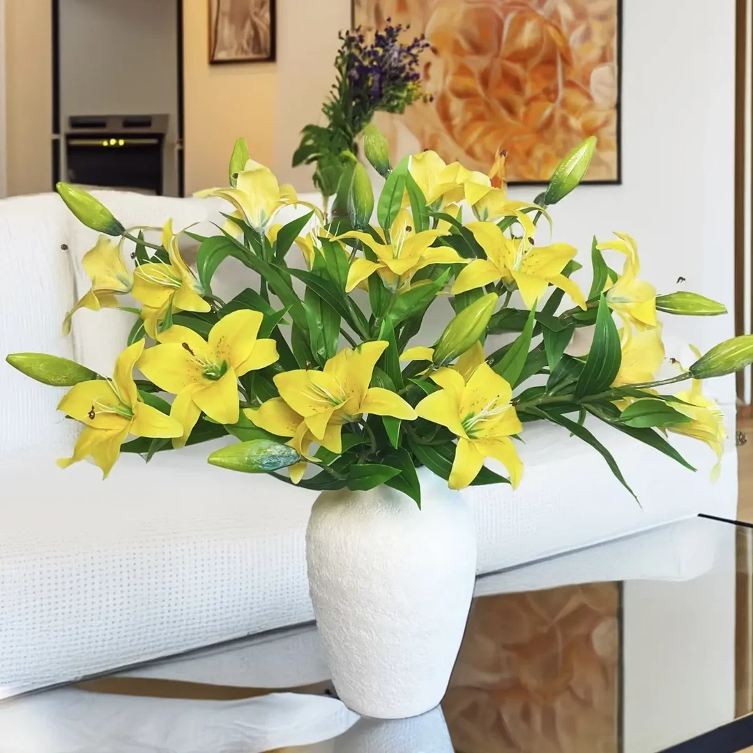 云南百合园花卉【黄色闪光】黄色香水百合10支20花苞家庭水养鲜切花