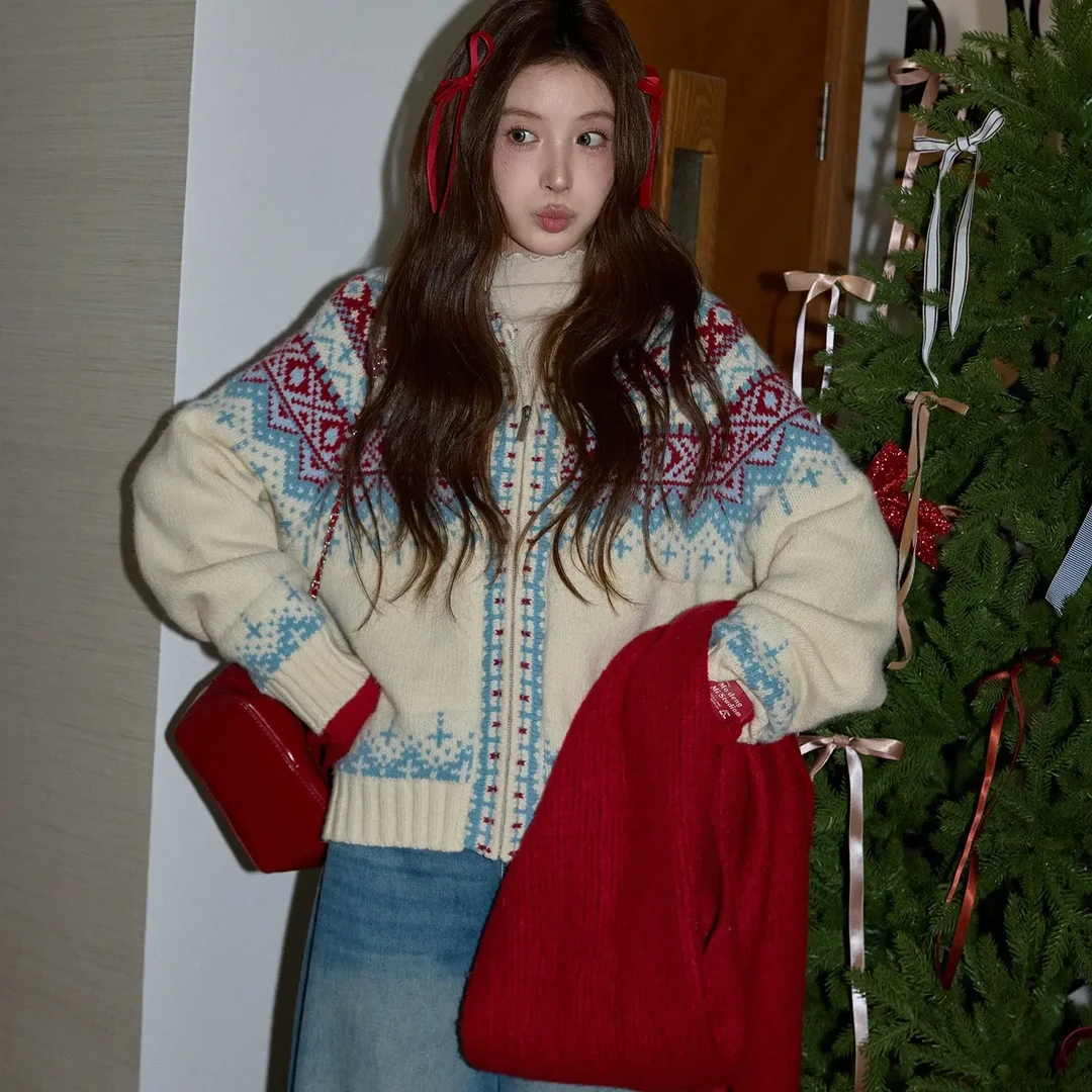 【Huanghuang-Studio】圣诞款费尔岛提花连帽针织毛衣