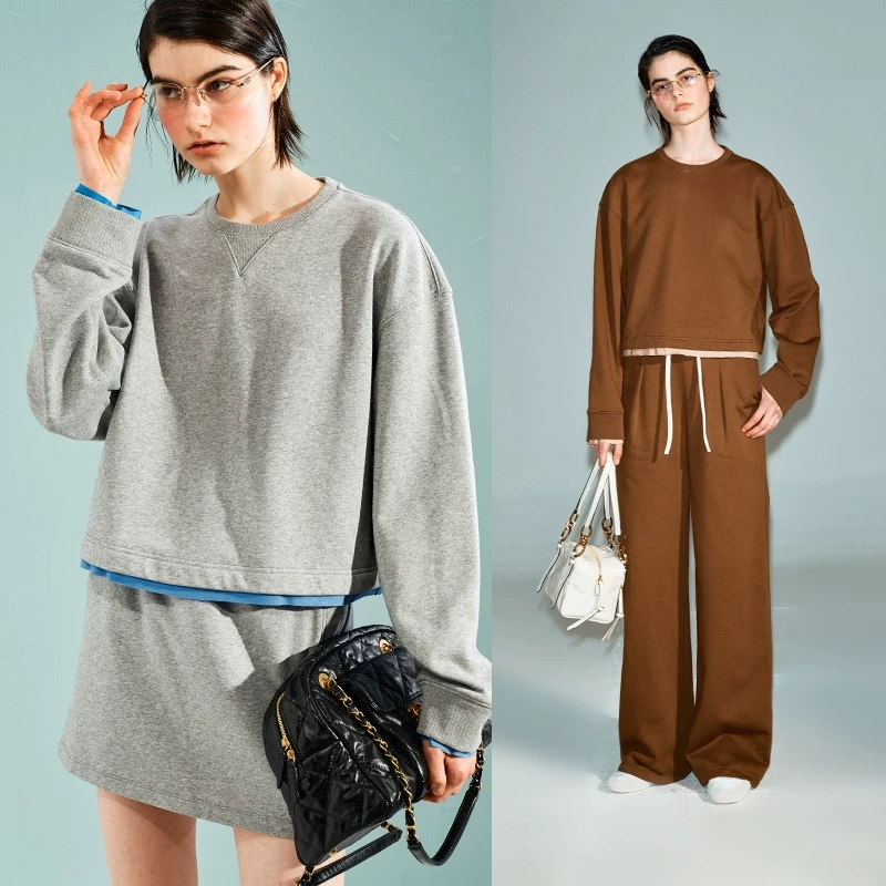 INYASAKO软糯棉花糖T澳洲长绒棉休闲卫衣/短裙/卫裤套装