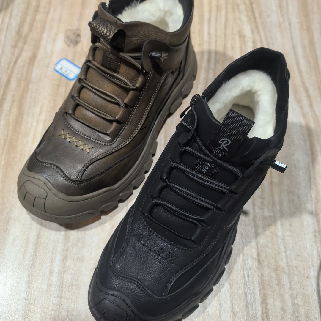 冬季男士真皮皮毛一体加厚防滑高帮保暖休闲棉鞋