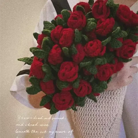 diy手工毛线花束毯子材料包钩织铃兰玫瑰毯子变花束创意礼物Y355