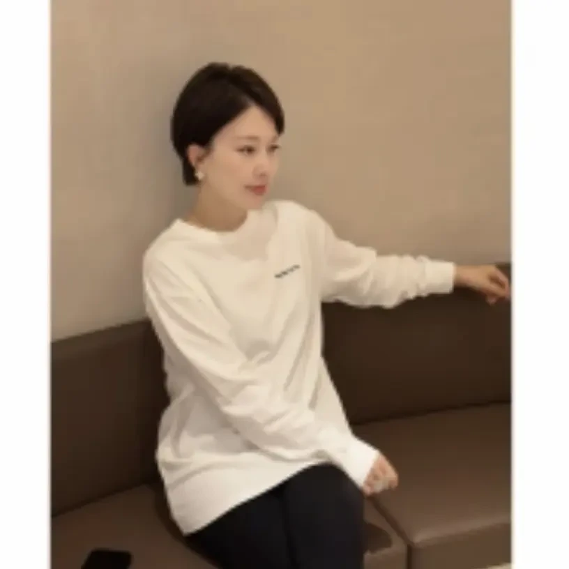 JING2025冬季款910韩版圆领长袖T恤女装宽松百搭休闲上衣打底