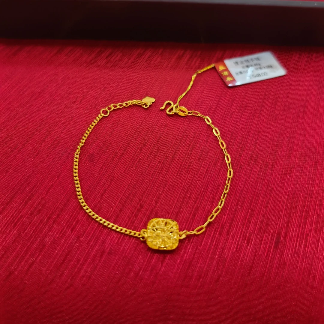 足银手链 足银小方糖闪耀镂空设计手链时尚款式适合送礼自戴气质