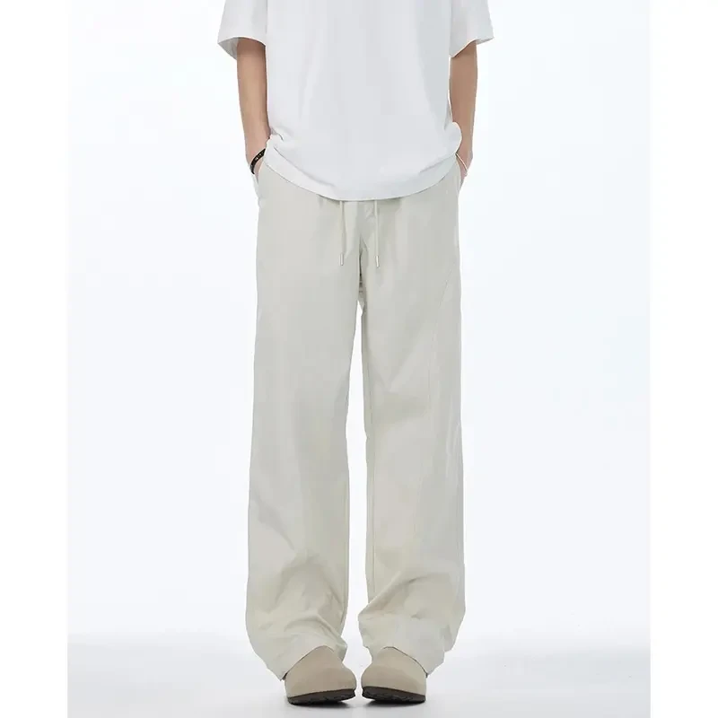 藏青色伐木冲锋裤男款美式休闲直筒cleanfit斜切软壳微喇工装裤子