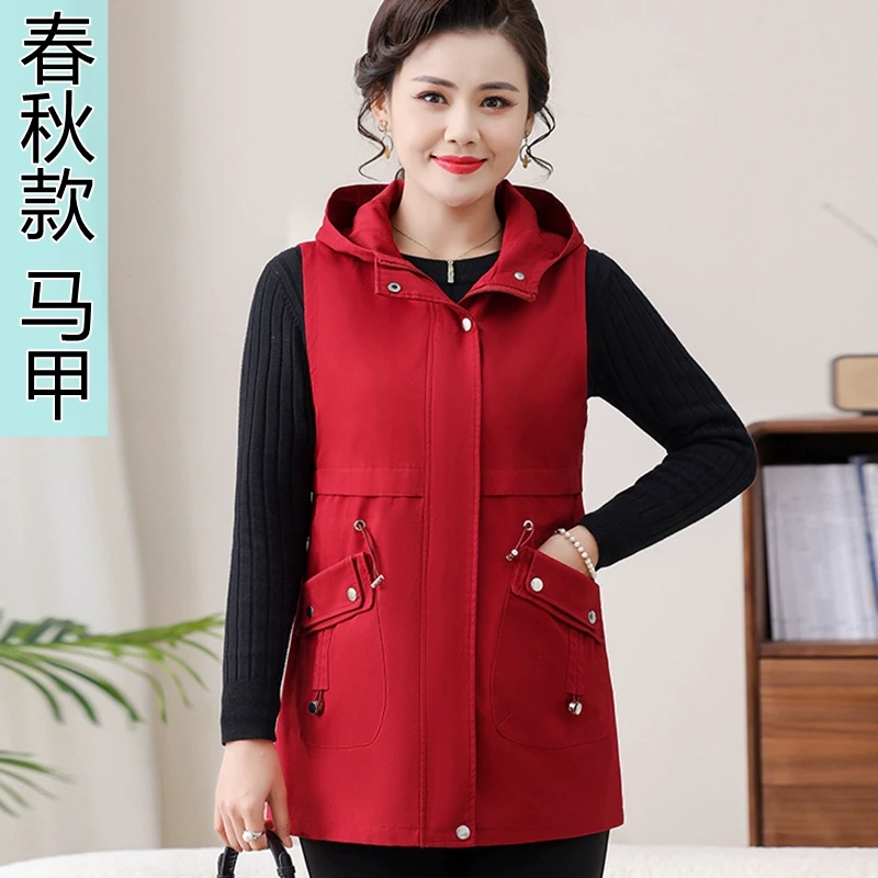 春秋女士马甲外套2025年春季新款背心中老年妈妈装马夹坎肩显年轻