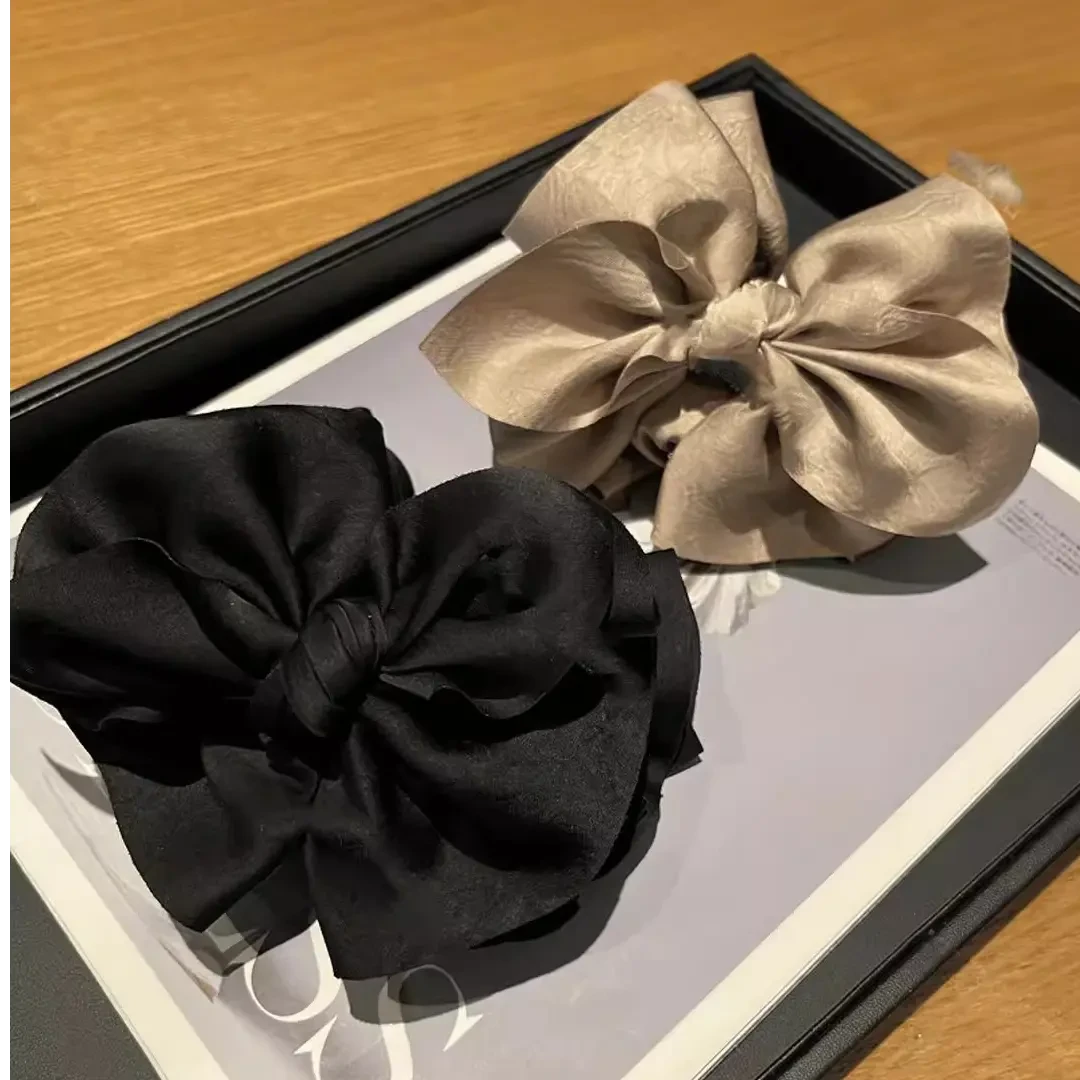 仙女高级感缎面发夹【夜暮动情】后脑勺盘发鲨鱼夹低扎马尾夹头饰