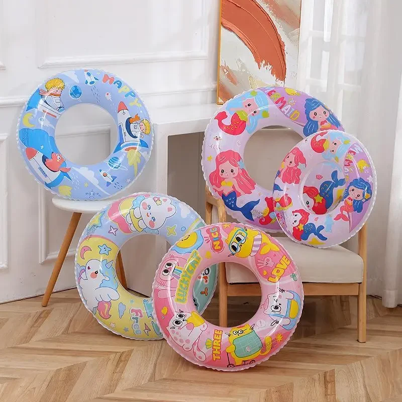 新款加厚内翻圈儿童游泳圈PVC充气猫咪泳圈水上浮圈腋下圈批发