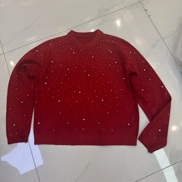 宽松慵懒风烫钻设计感针织套头女士秋冬上衣