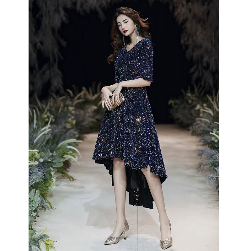 晚礼服裙女宴会气质高端轻奢小众高级感年会亮片主持人亮闪连衣裙