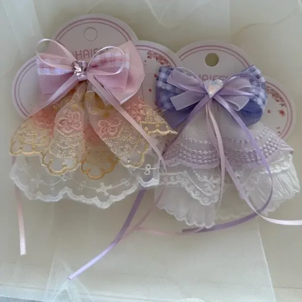 儿童蕾丝蝴蝶结发夹女童后脑勺马尾抓夹发饰公主2025新款高级发卡