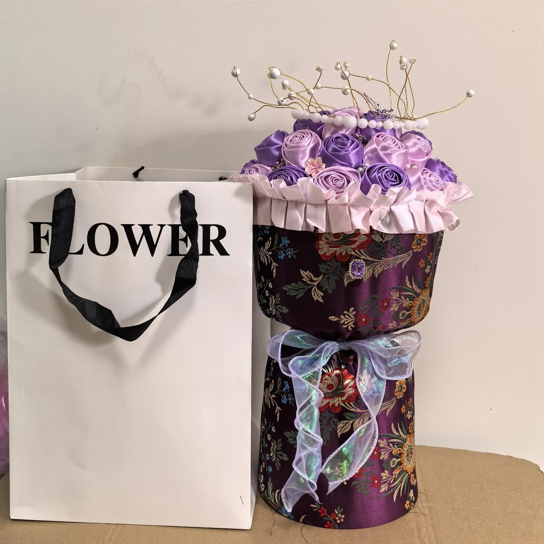 藏式手工花束紫罗兰莲花永不凋谢节日送礼佳品真花干花