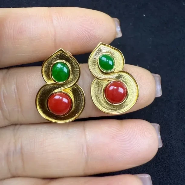 925银翡翠葫芦耳钉