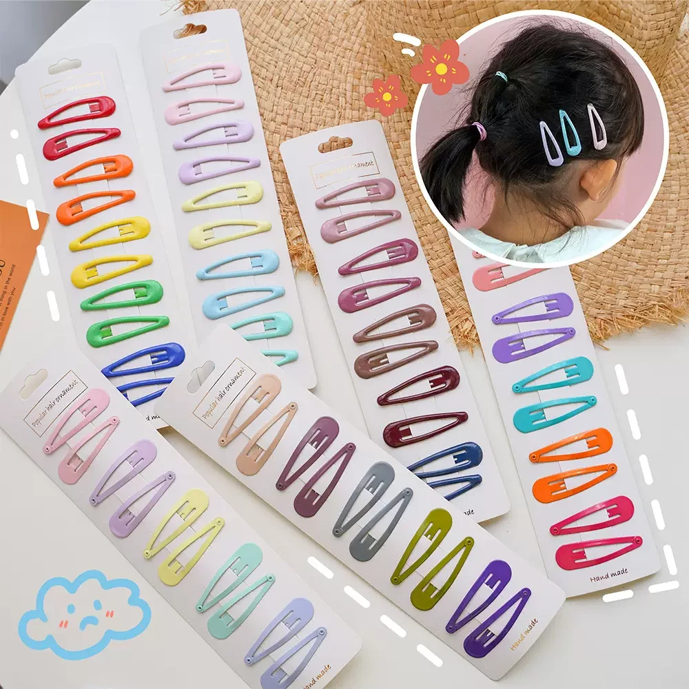 日系糖果色水滴发夹简约女童BB夹子可爱小女孩刘海边夹发卡女