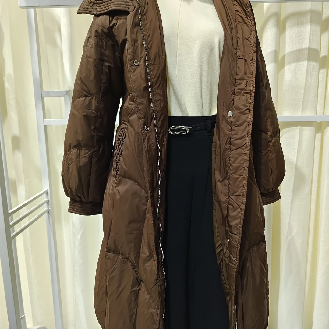 冬季时尚拼接双面百搭中长款加大码连帽加厚女士羽绒服