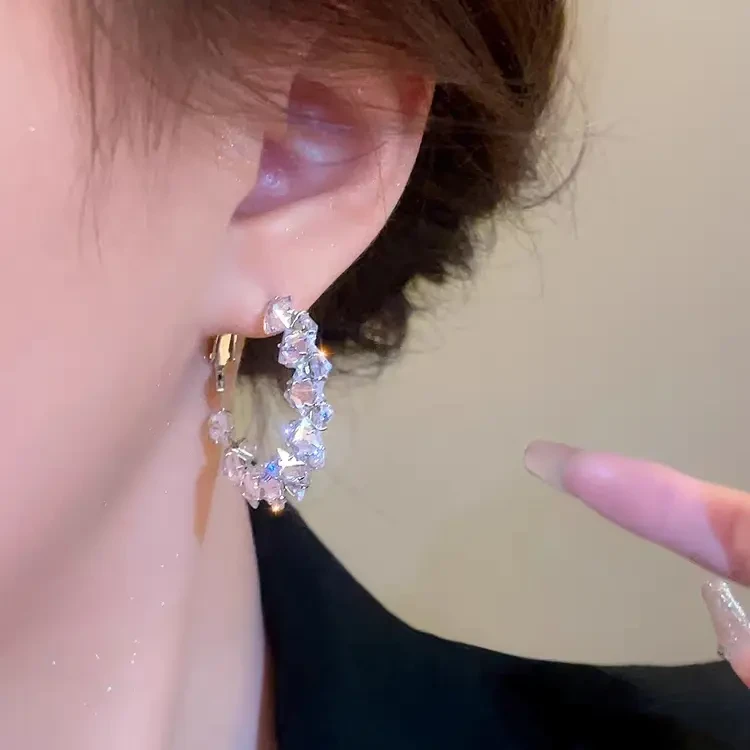 铜合金锆石耳饰 上班族耳饰耳环几何小众素款轻奢百搭欧美风女