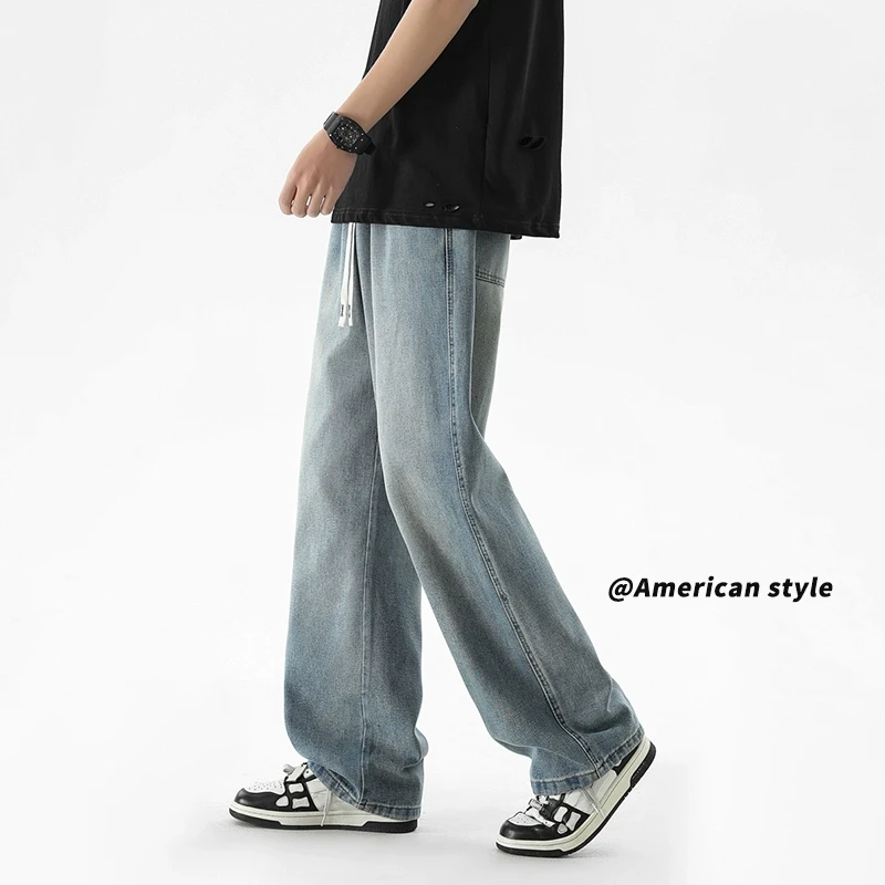 美式休闲牛仔裤男款直筒微喇叭休闲裤2025年春秋新款加绒可选长裤