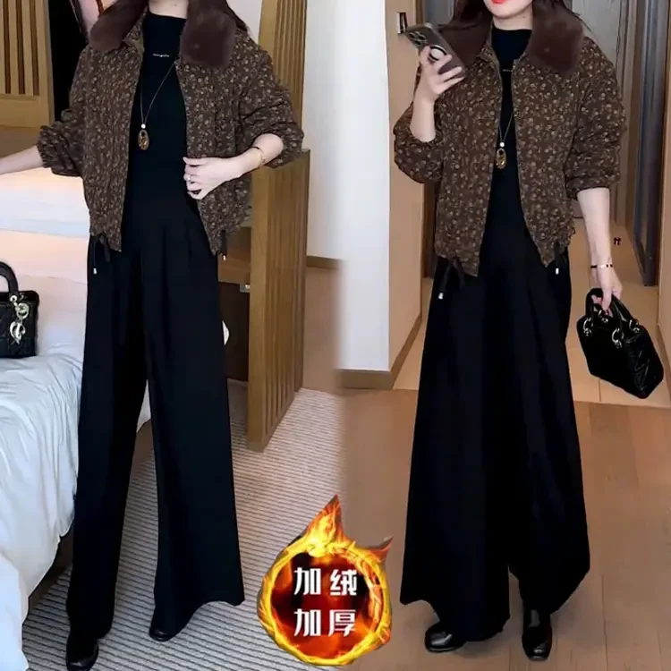 加绒加厚带毛领短外套女2025冬季新款时髦洋气小个子短款保暖上衣