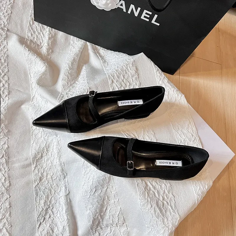 尖头女气质百搭时尚单鞋2025爆款新款单鞋黑色春季法式粗跟高跟